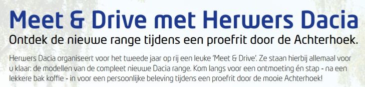 Herwers Dacia organiseert een 'Meet And Drive'