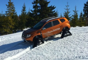 Duster in de sneeuw